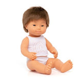 Caucasian boy doll with down syndrome, doll with down syndrome, boy doll