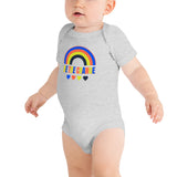 be the change, rainbow, baby bodysuit, onesie, grey