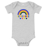 be the change, rainbow, baby bodysuit, onesie, grey