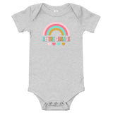 be the change, rainbow, baby bodysuit, onesie, grey