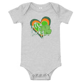 Extra Lucky, distressed design, baby short sleeve one piece.