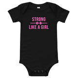 Strong Like A Girl Pink, Baby Short Sleeve One Piece Bodysuit
