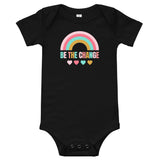 be the change, rainbow, baby bodysuit, onesie, black