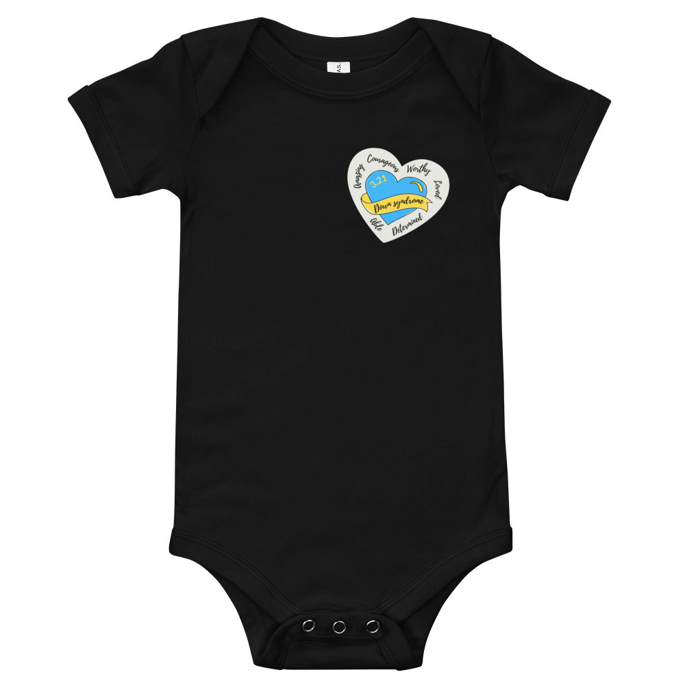 Down Syndrome Awareness Heart, Baby short sleeve one piece – For