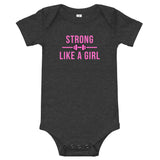 Strong Like A Girl Pink, Baby Short Sleeve One Piece Bodysuit