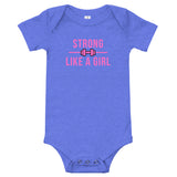 Strong Like A Girl Pink, Baby Short Sleeve One Piece Bodysuit
