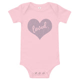 Loved Distressed Purple, Baby Short Sleeve One Piece Bodysuit