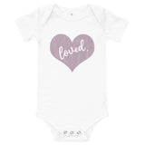 Loved Distressed Purple, Baby Short Sleeve One Piece Bodysuit
