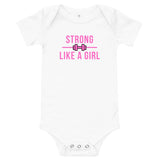 Strong Like A Girl Pink, Baby Short Sleeve One Piece Bodysuit