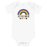 be the change, rainbow, baby bodysuit, onesie, white