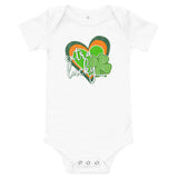 Extra Lucky, distressed design, baby short sleeve one piece.