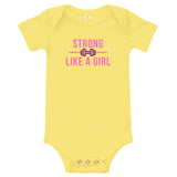 Strong Like A Girl Pink, Baby Short Sleeve One Piece Bodysuit