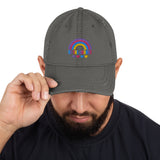Be the change, rainbow, distressed dad hat, grey