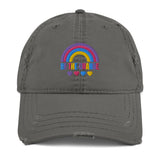 Be the change, rainbow, distressed dad hat, grey