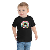 be the change, rainbow, toddler tee, black
