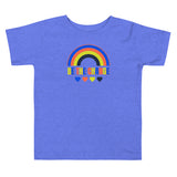 be the change, rainbow, toddler tee, blue