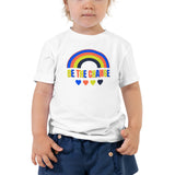 be the change, rainbow, toddler tee, white