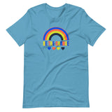 be the change, rainbow, unisex tshirt, blue