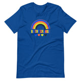 be the change, rainbow, unisex tshirt, blue