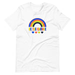 be the change, rainbow, unisex tshirt, white