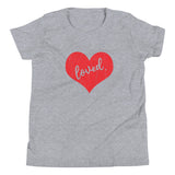 Loved Red Distressed, Youth Short Sleeve T-Shirt