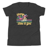 Strong like a girl, surfer girl, dark heather grey