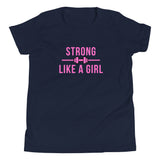 Strong Like a Girl Pink, Youth Short Sleeve T-Shirt
