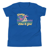 Strong like a girl, surfer girl, Blue