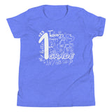 1st Grade, Doodle Design, Back To School Shirt, Heather Blue