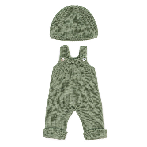 Overall and Beanie Hat Knitted 15" Doll Outfit (FR)
