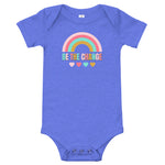 be the change, rainbow, baby bodysuit, onesie, blue