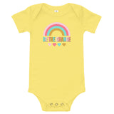 be the change, rainbow, baby bodysuit, onesie, yellow