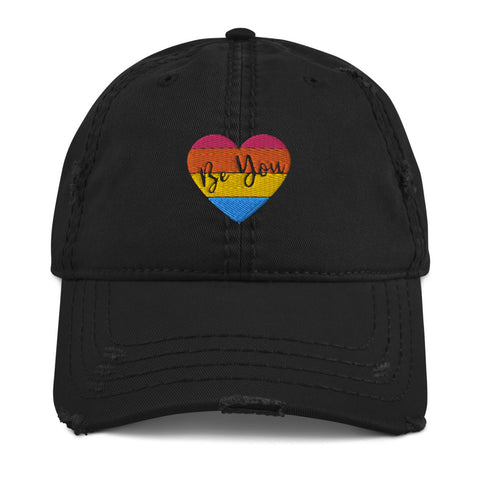 Be You, Retro Heart, Distressed Hat, Black