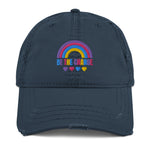 Be the change, rainbow, distressed dad hat, navy
