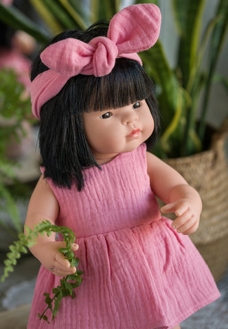 Pink doll dress and headband (FR)