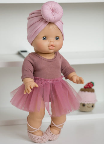 Dusty Rose Bodysuit and Tutu Doll Outfit (FR)