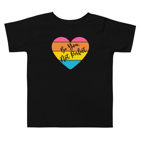 Be You Not Perfect, Retro Heart, Toddler Tee, Black