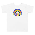 be the change, rainbow, toddler tee, white