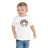 be the change, rainbow, toddler tee, white