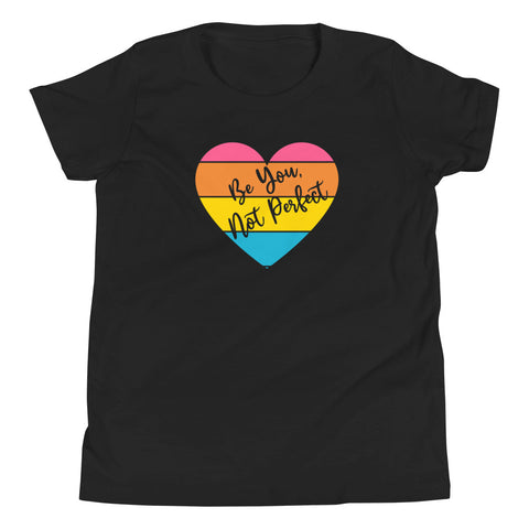 Be You Not Perfect, Retro Heart, Youth T-shirt, black