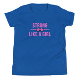 Strong Like a Girl Pink, Youth Short Sleeve T-Shirt