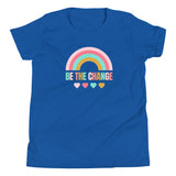 be the change, rainbow, kids tshirt, blue