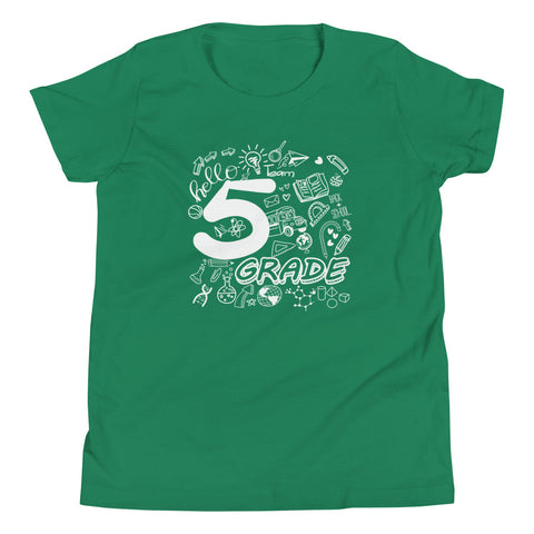 Fifth Grade, Doodle, Back To School, Shirt, Green